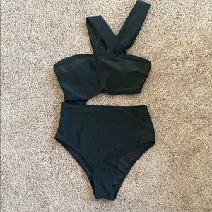 Elegant Black Cutout Swimsuit